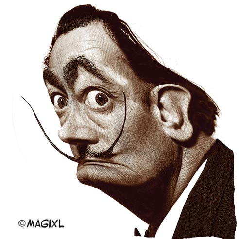 caricature Dali